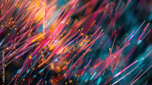 intricate details of fiber optics, telecommunications companies, science publications, or technology enthusiasts