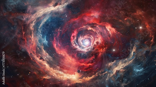 Galaxy Glow A Red Hot Spiral of Stars Generative AI