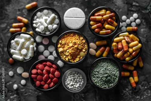 Table Covered With Assorted Pills