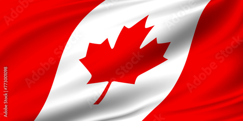 Canada flag waving in the wind background illustration © ArtBackground
