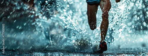 Running in the Rain A Monthly Marathoner's Challenge Generative AI photo