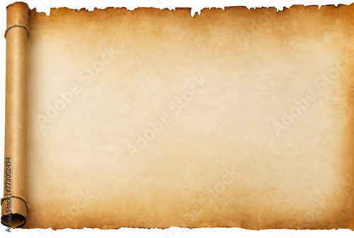 vintage blank paper scroll isolated on transparent background