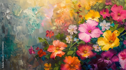 Colorful floral oil painting