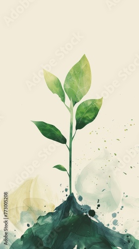 Abstract illustration of a green plant growing