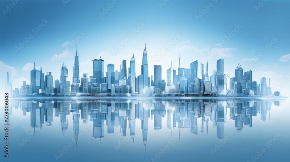 Modern business banner office towers and cutting edge technology for innovative enterprises Modern business banner office towers and cutting edge technology for innovative enterprises