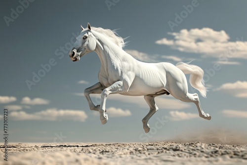 a horse running in the sand