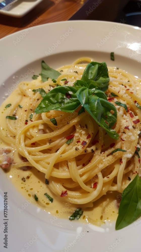 Spaghetti with garlic, oil, and chili