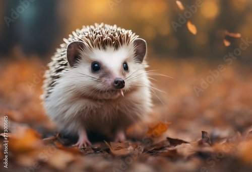 Four-toed Hedgehog (African pygmy hedgehog) Atelerix albiventris funny autumnal picture photo