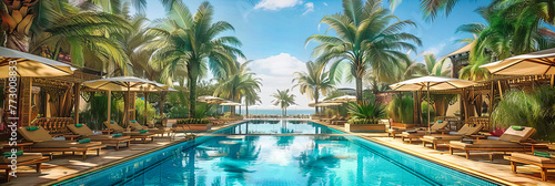 Tropical Bliss: A Serene Resort Experience with Lush Palms and Infinity Pools, Offering a Slice of Paradise on Earth