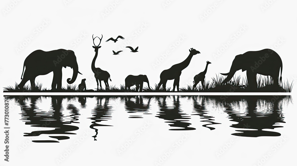 National Endangered Species Day set of silhouette animals Earth Day or ...