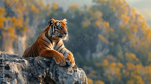 Earth Day or World Wildlife Day concept. near extinction tiger , leopard, lion , Save our planet, protect green nature and endangered species, biological diversity theme photo