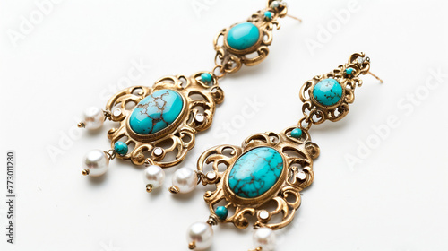 earrings with turquoise in blue color