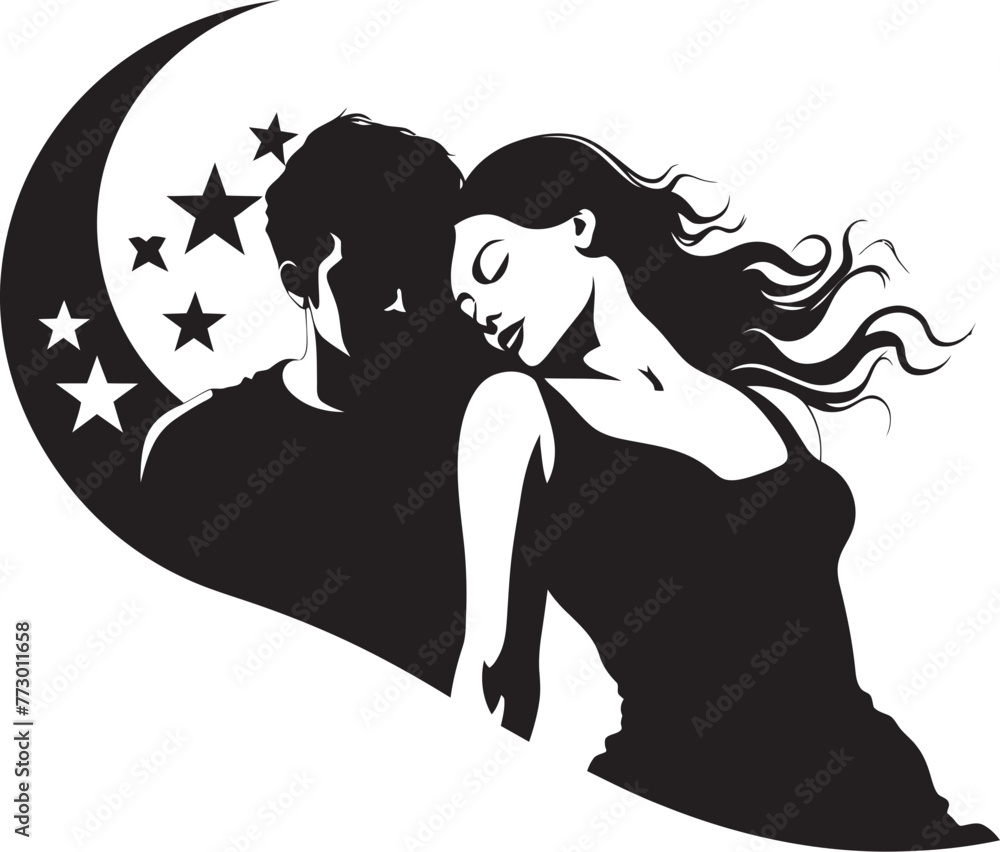 Pillow Partners Couple on Bed Symbol Love Lounge Bed Vector Design