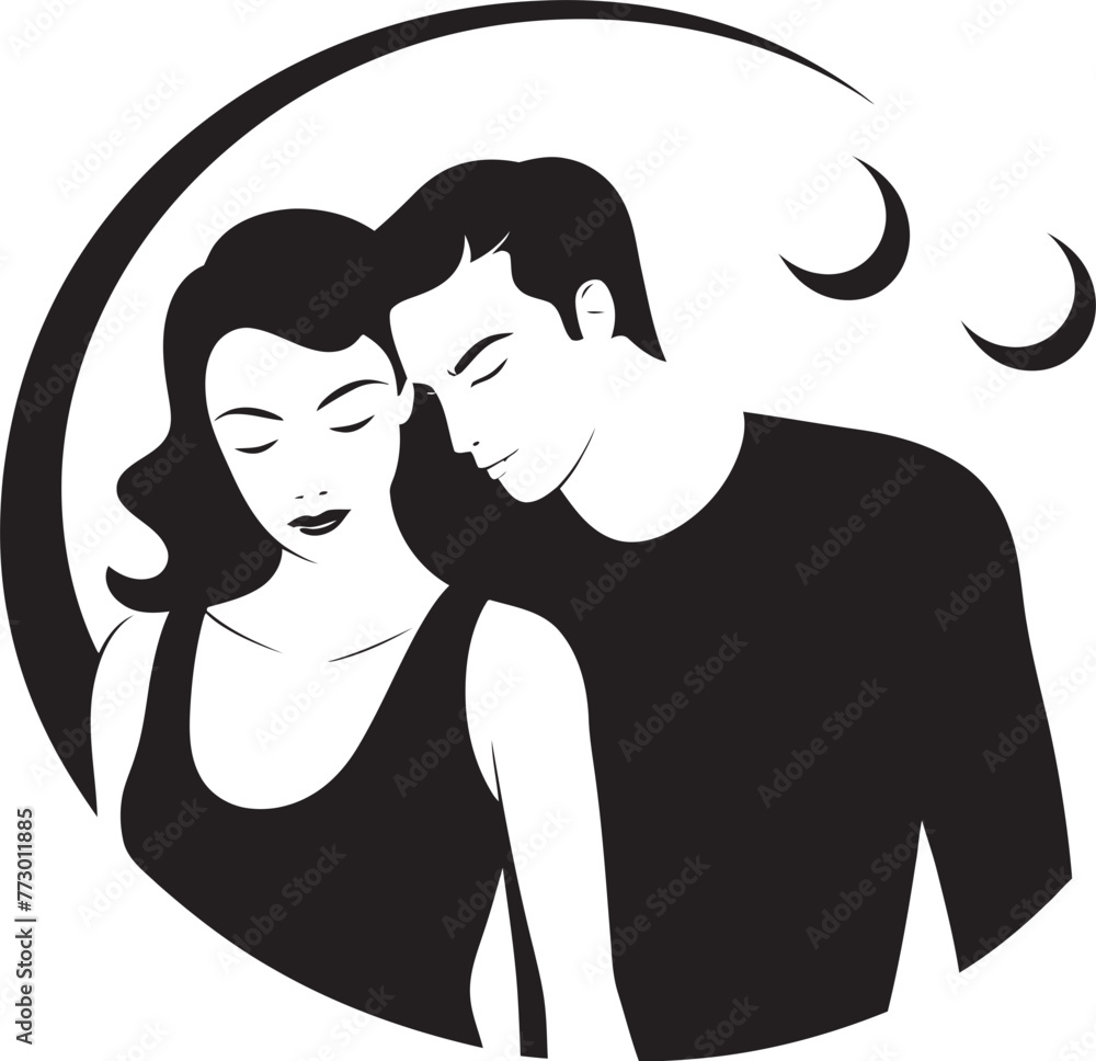 Cozy Duo Bed Vector Design Passion Palette Couple on Bed Emblem