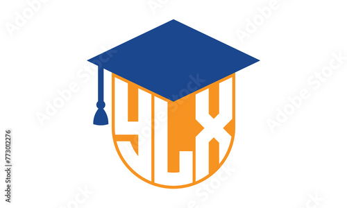 YLX initial letter academic logo design vector template. school college logo, university logo, graduation cap logo, institute logo, educational logo, library logo, teaching logo, book shop, varsity