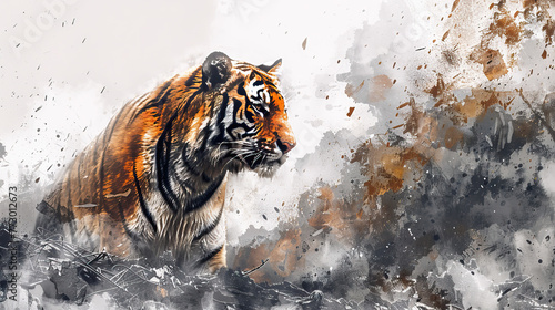 Earth Day or World Wildlife Day concept. near extinction tiger , leopard, lion , Save our planet, protect green nature and endangered species, biological diversity theme	
