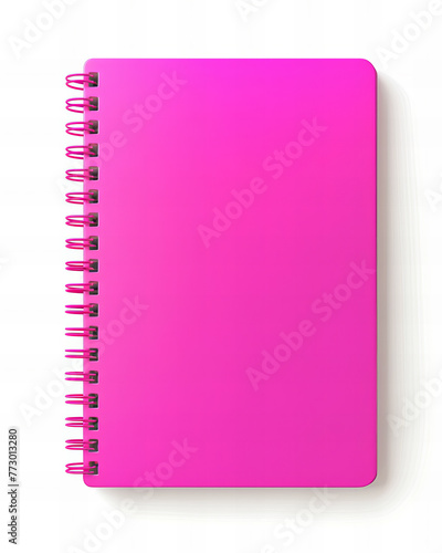Vibrant Pink Spiral Notebook Isolated on White