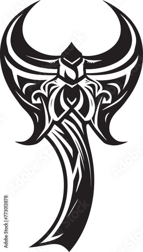 Mystic Mayhem Axe Logo Icon Sorcerers Slasher Battle Axe Vector