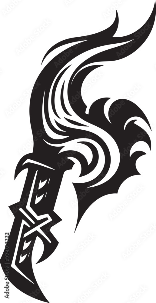 Fototapeta premium Warlords Whirlwind Fantasy Axe Symbol Emblem Elemental Exterminator Axe Logo Graphic