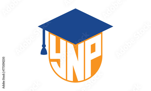 YNP initial letter academic logo design vector template. school college logo, university logo, graduation cap logo, institute logo, educational logo, library logo, teaching logo, book shop, varsity photo