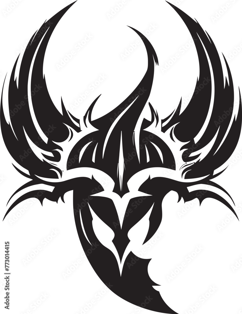 Naklejka premium Phoenixs Fury Fantasy Axe Symbol Graphic Dragonborns Devastator Axe Vector Icon