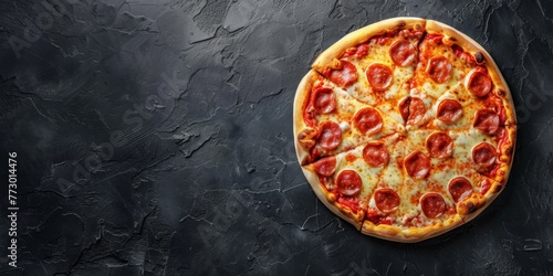Top view of pizza with free space for text