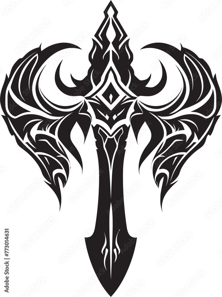 Naklejka premium Elemental Executioner Fantasy Axe Symbolic Emblem Phoenixs Firestorm Axe Iconic Design