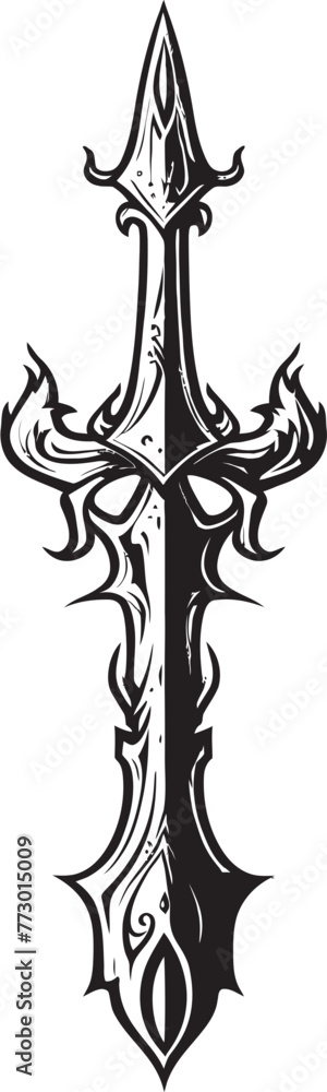 Obraz premium Runeblade Rhapsody Fantasy Sword Vector Paladins Prowess Sword Emblem Design