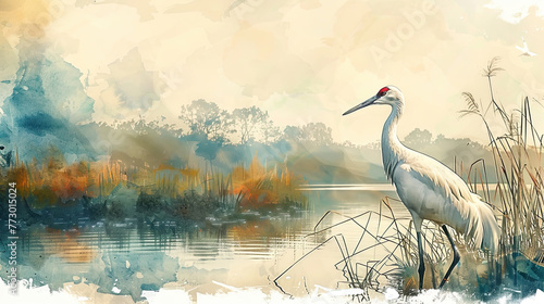 Rare endangered swan on water lake background Earth Day or World Wildlife Day concept. Save our planet, protect green nature and endangered species, biological diversity theme