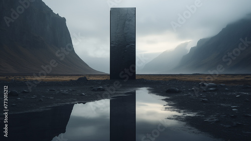 a rectangular object in a desert