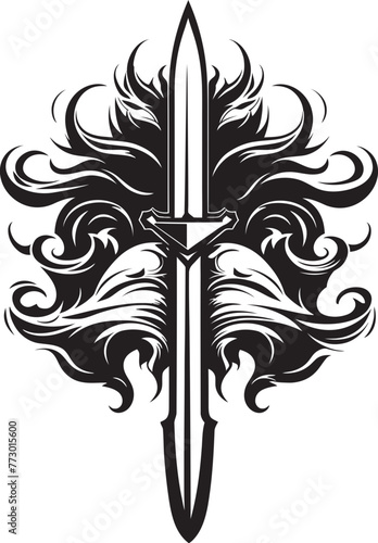 Mystic Mayhem Sword Emblem Design Sorcerers Steel Weapon Sword Vector
