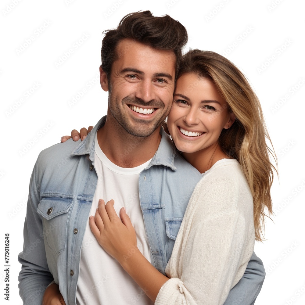 Portrait of a loving couple hugging, isolated on white Portrait of a loving couple hugging, isolated on white