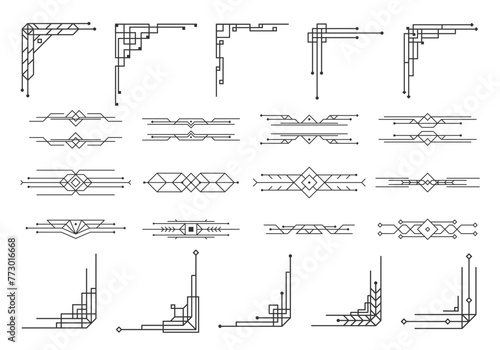 Set of Art Deco dividers and headings. Creative template in 1920s style for your design. Vector illustration photo