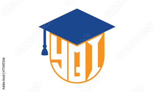 YQI initial letter academic logo design vector template. school college logo, university logo, graduation cap logo, institute logo, educational logo, library logo, teaching logo, book shop, varsity