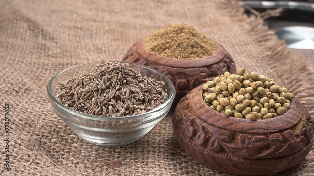 Coriander seeds and coriander Powdered, Indian Spices and herbs. Coriander seeds and coriander Powdered, Indian Spices and herbs.