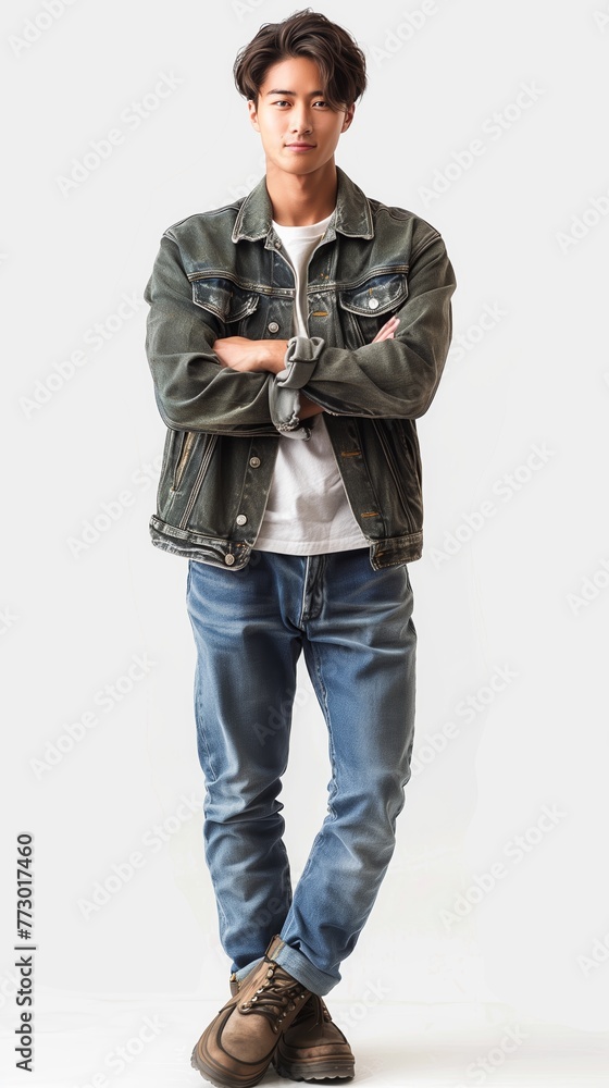 Portrait of young Asian man, isolated on white background, full body. Portrait of young Asian man, isolated on white background, full body.