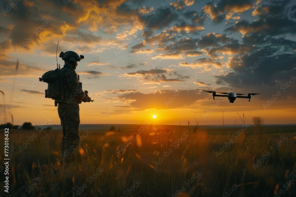 military soldier us army launches drone