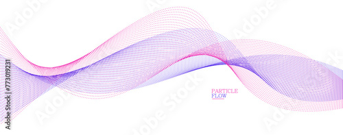 Smooth background with wave of flowing particles abstract vector art, easy and soft relaxing curve lines dots in motion, airy and soft illustration.
