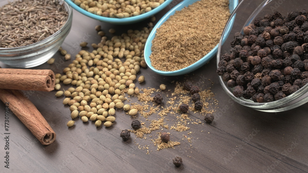 Coriander seeds and coriander Powdered, Indian Spices and herbs. Coriander seeds and coriander Powdered, Indian Spices and herbs.