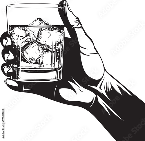 Bourbon Reverie Whiskey Glass Vector Icon Spirit Savor Hand Holding Glass Emblem