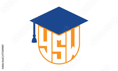 YSW initial letter academic logo design vector template. school college logo, university logo, graduation cap logo, institute logo, educational logo, library logo, teaching logo, book shop, varsity