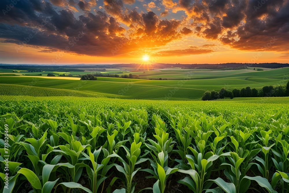 sunset beauty over field sunset beauty over field