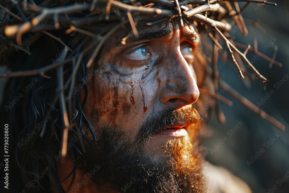 a man with a crown of thorns on his head