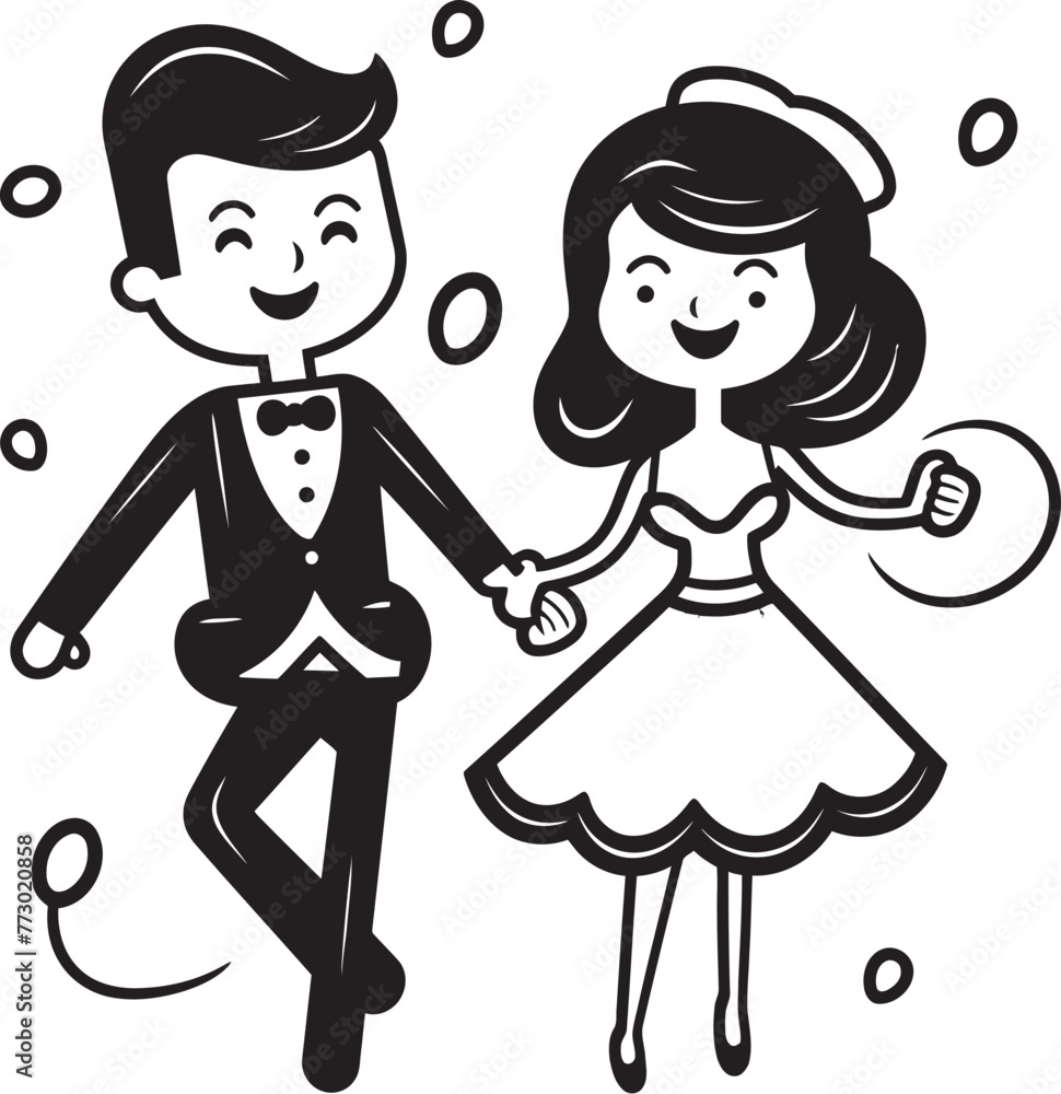 Eternal Euphoria Happy Marriage Iconic Symbol Loving Laughter Cute Couple Emblem Design Eternal Euphoria Happy Marriage Iconic Symbol Loving Laughter Cute Couple Emblem Design