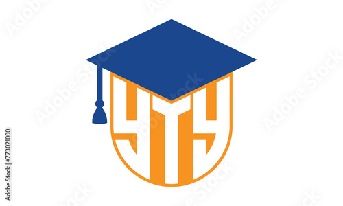 YTY initial letter academic logo design vector template. school college logo, university logo, graduation cap logo, institute logo, educational logo, library logo, teaching logo, book shop, varsity