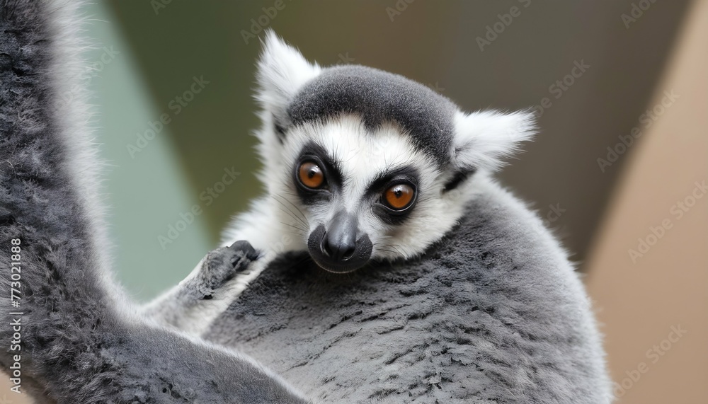 Naklejka premium a lemur with its tail wrapped around its body kee upscaled 10