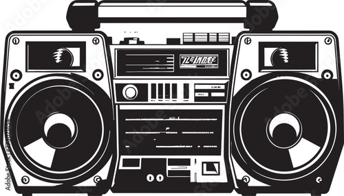 Urban Anthem Hip Hop Style Emblem Melodic Motion Boombox Logo Design