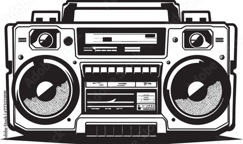 Rhythm Reverie Hip Hop Style Logo Design Urban Pulse Boombox Vector Symbol