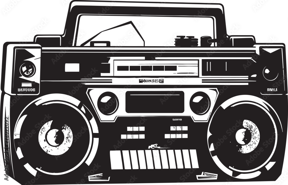 Street Sound Hip Hop Vector Icon Funky Flow Boombox Logo Emblem Street Sound Hip Hop Vector Icon Funky Flow Boombox Logo Emblem