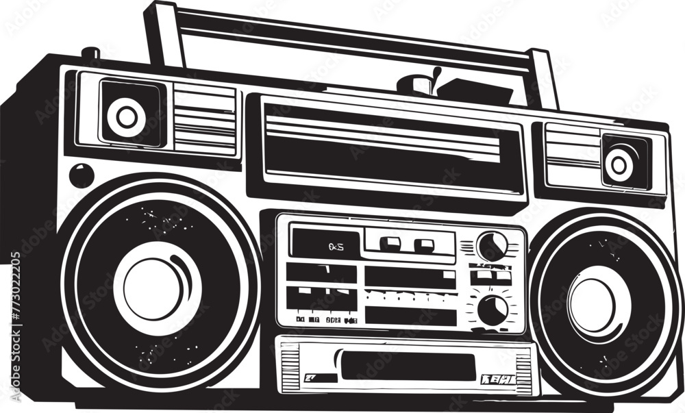 Groove Grid Hip Hop Iconic Logo Funk Fusion Boombox Emblem Design Groove Grid Hip Hop Iconic Logo Funk Fusion Boombox Emblem Design
